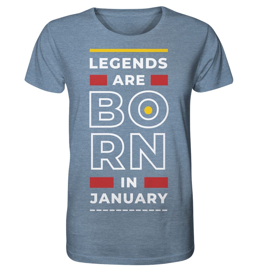 Legenden werden am ..... geboren - Bio-Shirt (meliert)